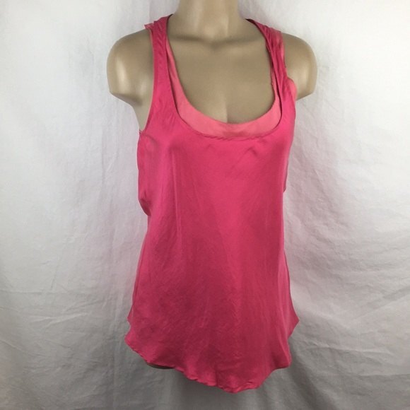 Bebe 100% Silk Pink Two Tone Layered Sleeveless Barbiecore Tank Top S Small - Picture 1 of 6
